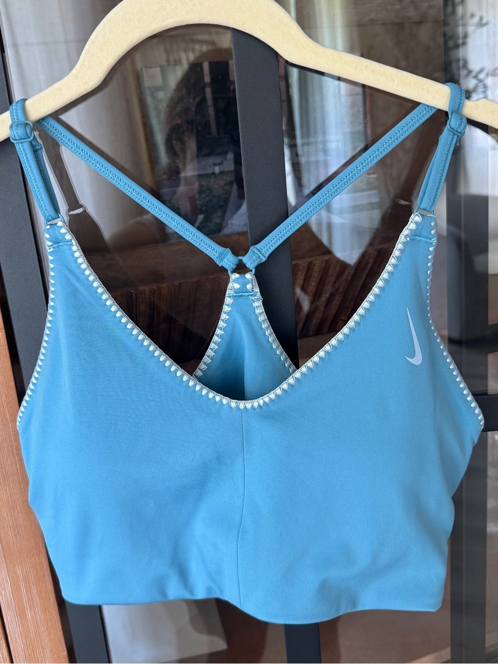 Nike sports bra Yoga Dri-FIT Indy Light-Support Padded Crochet Edge teal
